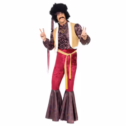 Smiffys Mens 70s Psychedelic Rocker Costume Set - L, Purple/Pink