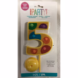 Unique Party 5 Birthday Plastic Flashing Cake Topper