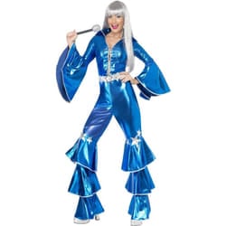Smiffys Womens/Ladies 70s Dancing Dream Costume Jumpsuit - L, Blue/Silver