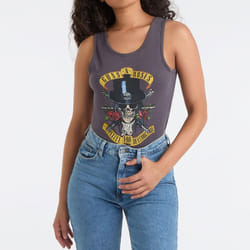 Amplified Womens/Ladies Top Hat Skull Guns N Roses Bodysuit