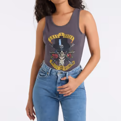 Amplified Womens/Ladies Top Hat Skull Guns N Roses Bodysuit