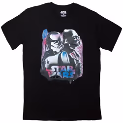 Star Wars Unisex Adult Darth Vader & Stormtrooper Neon T-Shirt - M, Black