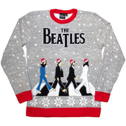 The Beatles Unisex Adult Drop T Abbey Road Christmas Sweatshirt - S, Grey