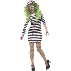 Smiffys Womens/Ladies Jail Bird Zombie Costume Set - 20-22 UK, Black/White