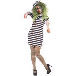 Smiffys Womens/Ladies Jail Bird Zombie Costume Set - 20-22 UK, Black/White