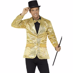 Smiffys Mens Sequin Costume Jacket - XL, Gold
