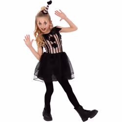 Smiffys Girls Vintage Clown Costume Set - 7-9 Years, Black/Beige