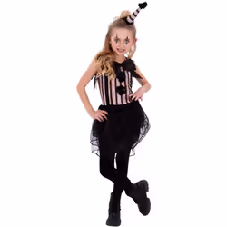 Smiffys Girls Vintage Clown Costume Set - 7-9 Years, Black/Beige
