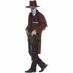 Smiffys Mens Deluxe Dark Spirit Western Cowboy Costume Set - L, Burgundy
