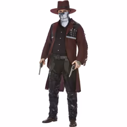 Smiffys Mens Deluxe Dark Spirit Western Cowboy Costume Set - L, Burgundy
