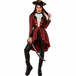 Smiffys Womens/Ladies Swashbuckler Pirate Costume Accessory Set - M, Black/Red/White