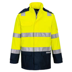 Portwest Unisex Adult FR605 Bizflame Rain Hi-Vis Jacket - XXL, Yellow/Navy
