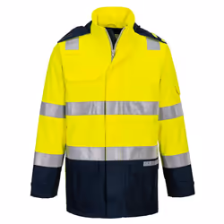 Portwest Unisex Adult FR605 Bizflame Rain Hi-Vis Jacket - XL, Yellow/Navy