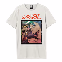 Amplified Unisex Adult Polaroid Slide Gorillaz T-Shirt - XS, Vintage White