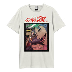 Amplified Unisex Adult Polaroid Slide Gorillaz T-Shirt - S, Vintage White
