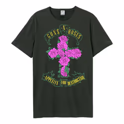 Amplified Unisex Adult Rose Cross Guns N Roses T-Shirt - XS, Charcoal
