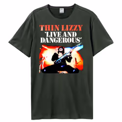 Amplified Unisex Adult Live And Dangerous Thin Lizzy T-Shirt - XS, Charcoal