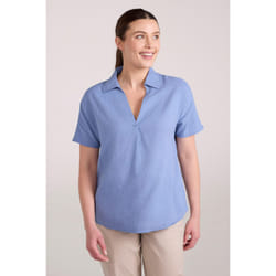 Mountain Warehouse Womens/Ladies Breeze II Linen Short-Sleeved Shirt - 12 UK, Bright Blue