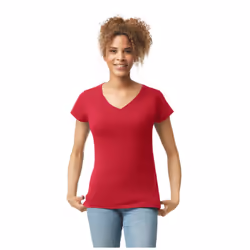 Gildan Womens/Ladies Soft Style V Neck T-Shirt - XL, Cherry Red
