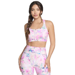 Skechers Womens/Ladies GoWalk Seascape Floral Zip Front Bra - XL, Coral/Multicoloured
