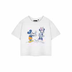 Disney Womens/Ladies True Original Mickey & Minnie Mouse Short-Sleeved Crop T-Shirt - XXL, White