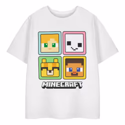 Minecraft Girls Squares Short-Sleeved T-Shirt - 13-14 Years, White