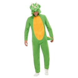 Smiffys Unisex Adult Dinosaur Costume Jumpsuit - L, Green/Yellow