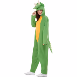 Smiffys Unisex Adult Dinosaur Costume Jumpsuit - L, Green/Yellow