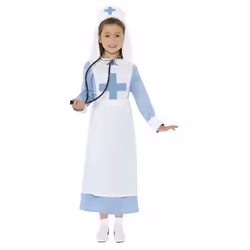 Smiffys Girls World War I Nurse Costume Set - 13-14 Years, Blue/White
