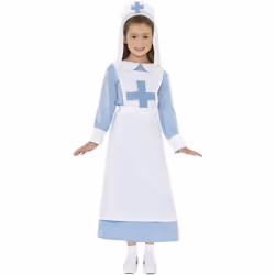 Smiffys Girls World War I Nurse Costume Set - 13-14 Years, Blue/White