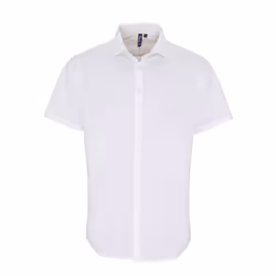 Premier Mens Stretch Fit Poplin Short Sleeve Shirt - 5XL, White