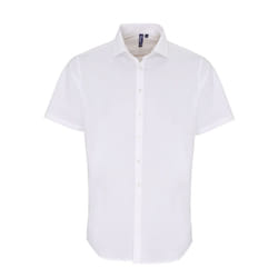 Premier Mens Stretch Fit Poplin Short Sleeve Shirt - 5XL, White