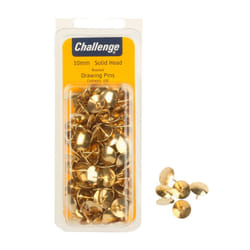 Challenge Brass Plated Solid Head Drawing Pins Clam Pack 100pk