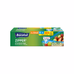 Bacofoil Zipper All Purpose Food & Freezer Bags Small 20 x 15cm 1L 15pk