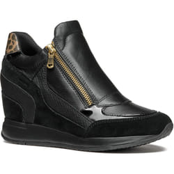 Geox Womens/Ladies D Nydame A Wedge Leather Trainers - 6 UK, Black