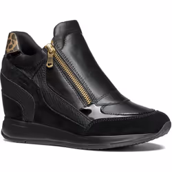 Geox Womens/Ladies D Nydame A Wedge Leather Trainers - 7.5 UK, Black