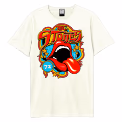 Amplified Unisex Adult Vintage Tongue 77 The Rolling Stones T-Shirt - XS, Vintage White