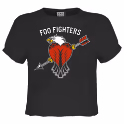 Amplified Womens/Ladies Eagle Tattoo Foo Fighters Crop Top - XS, Charcoal