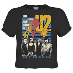 Amplified Womens/Ladies Bullet The Blue Sky U2 Crop Top - XS, Charcoal