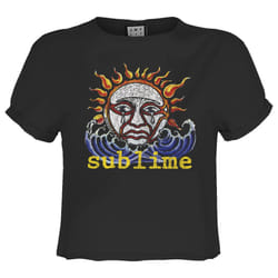 Amplified Womens/Ladies Ska Sun Logo Sublime Crop Top - XS, Charcoal