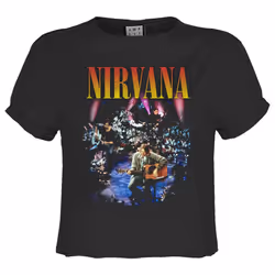 Amplified Womens/Ladies Live In Ny Nirvana Crop Top - XS, Charcoal