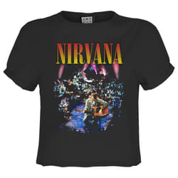 Amplified Womens/Ladies Live In Ny Nirvana Crop Top - XS, Charcoal