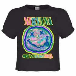 Amplified Womens/Ladies Scribble Nirvana Crop Top - XS, Charcoal