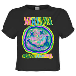 Amplified Womens/Ladies Scribble Nirvana Crop Top - XS, Charcoal