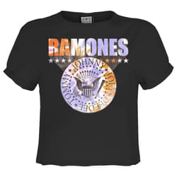 Amplified Womens/Ladies Shield Ramones Tie Dye Crop Top - XS, Charcoal