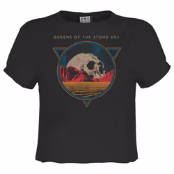 Amplified Womens/Ladies Skull Planet Queens Of The Stone Age Crop Top - XS, Charcoal