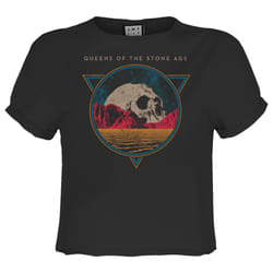 Amplified Womens/Ladies Skull Planet Queens Of The Stone Age Crop Top - XS, Charcoal