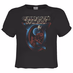 Amplified Womens/Ladies Outer Space Queens Of The Stone Age Crop Top - XS, Charcoal