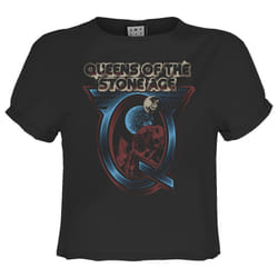 Amplified Womens/Ladies Outer Space Queens Of The Stone Age Crop Top - XS, Charcoal