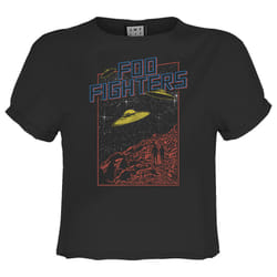 Amplified Womens/Ladies Flying Saucers Foo Fighters Crop Top - XS, Charcoal